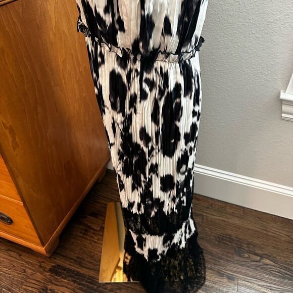 NWT Jason Wu Collection Blur Floral-Print Lace-Inset Plisse Midi Dress-D13 - Picture 6 of 12